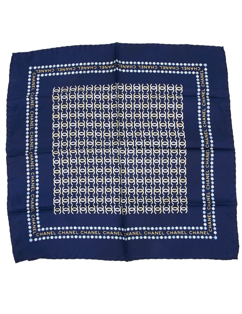 Foulard CHANEL soie CC bleue