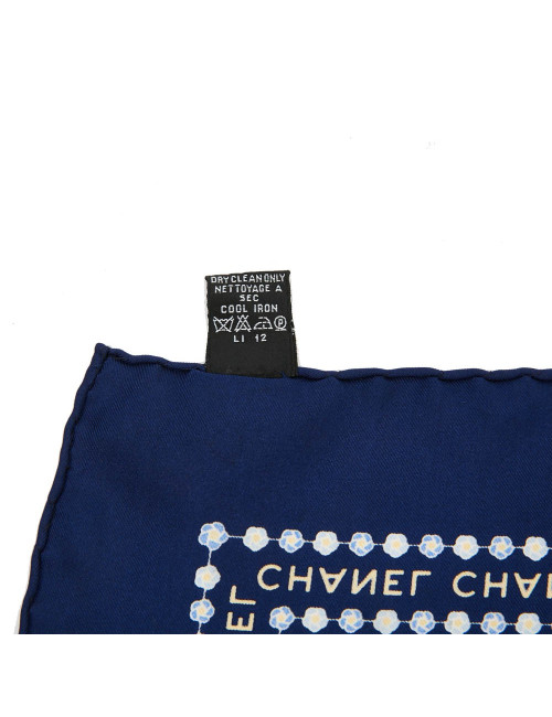 Foulard CHANEL soie CC bleue