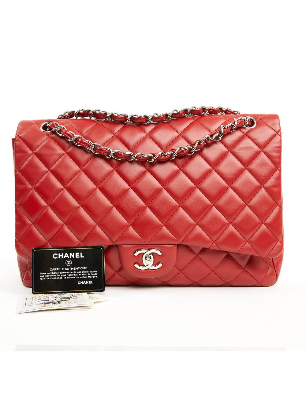Sac Jumbo CHANEL cuir d'agneau rouge