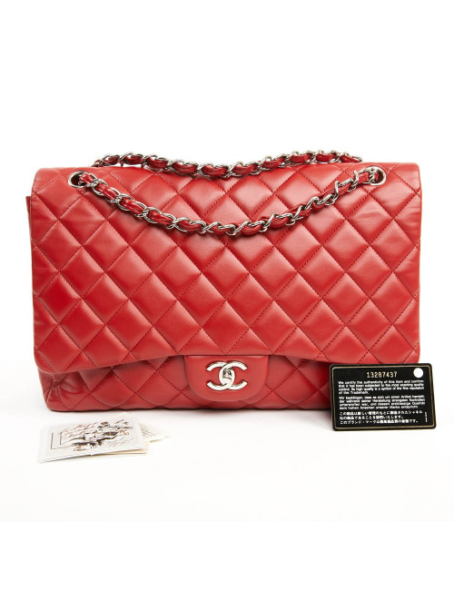 CHANEL Jumbo bag red lambskin leather