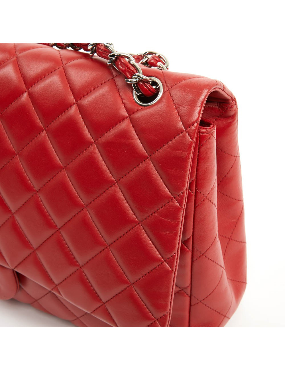 CHANEL Jumbo bag red lambskin leather