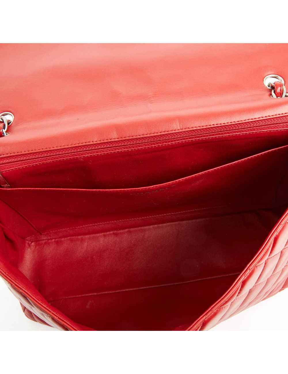 CHANEL Jumbo bag red lambskin leather