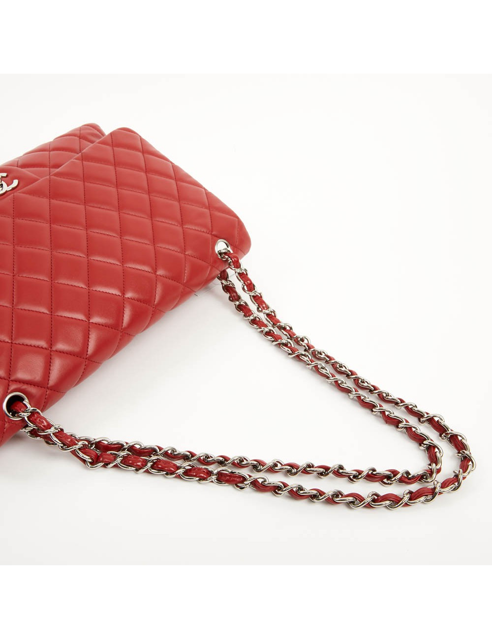 CHANEL Jumbo bag red lambskin leather