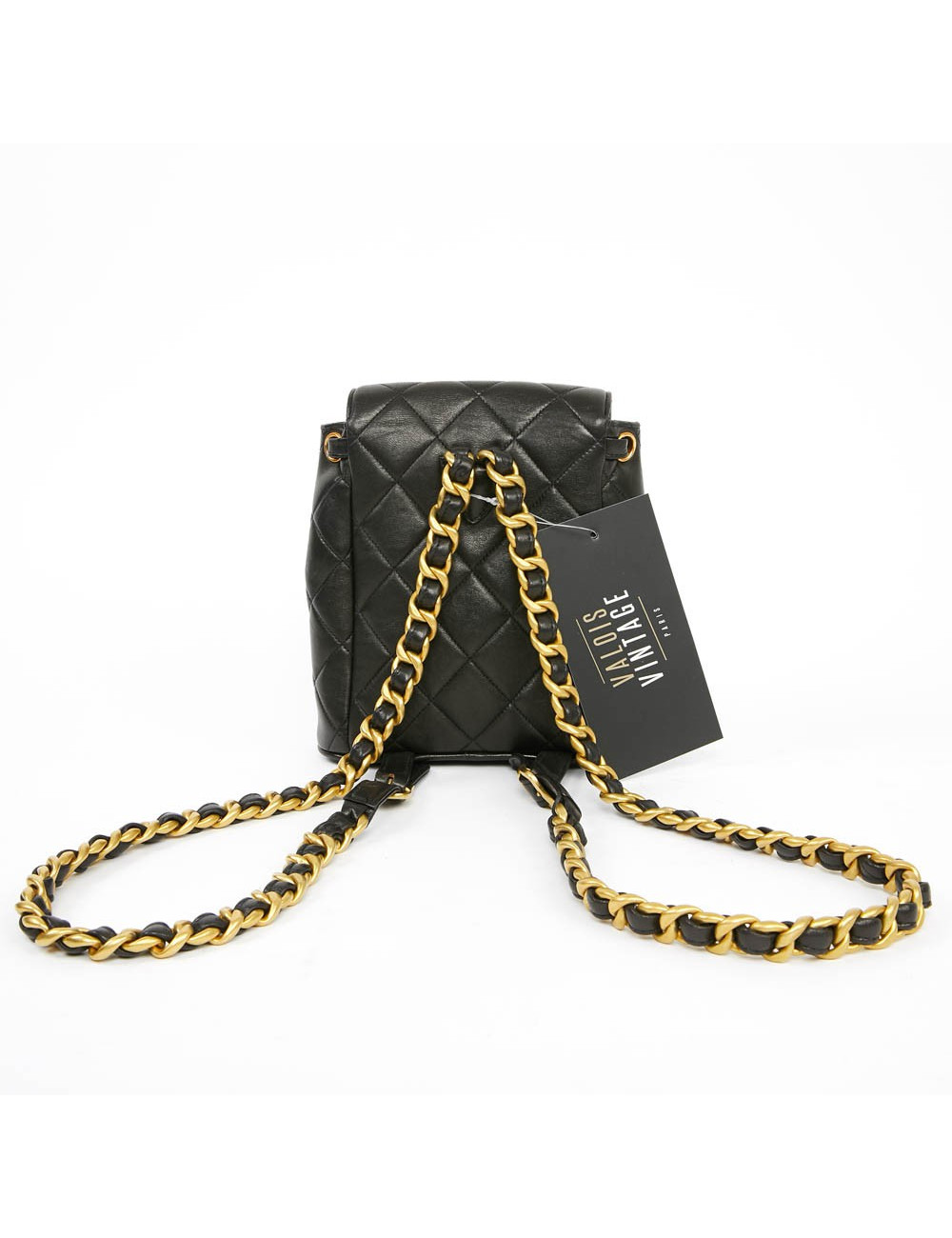 Mini sac à dos CHANEL cuir d'agneau noir