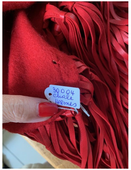 Châle HERMES à franges rouge