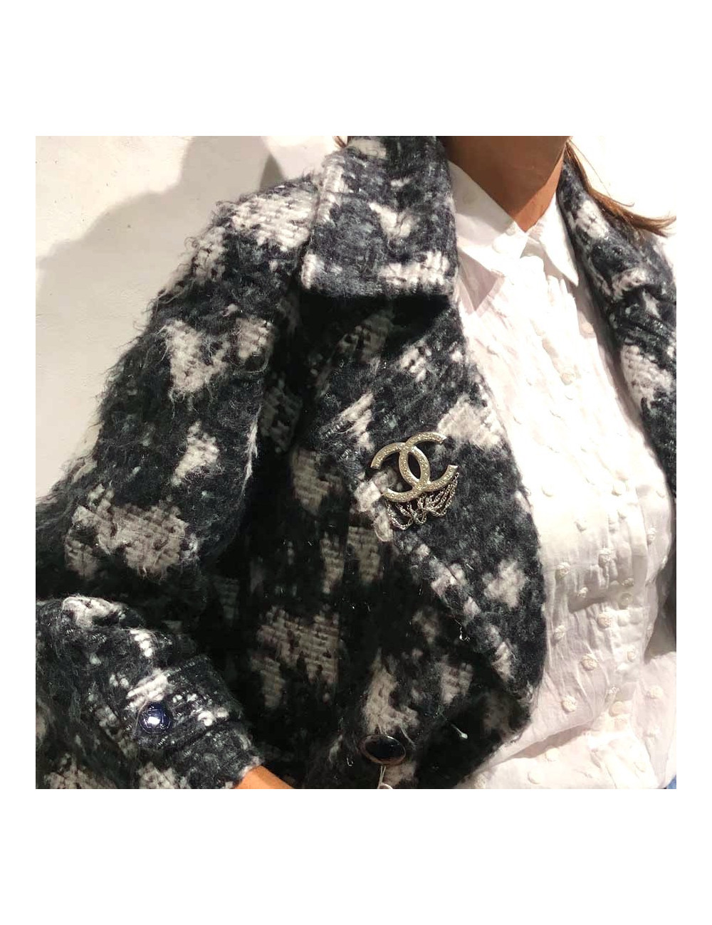 Broche CHANEL chainettes argent