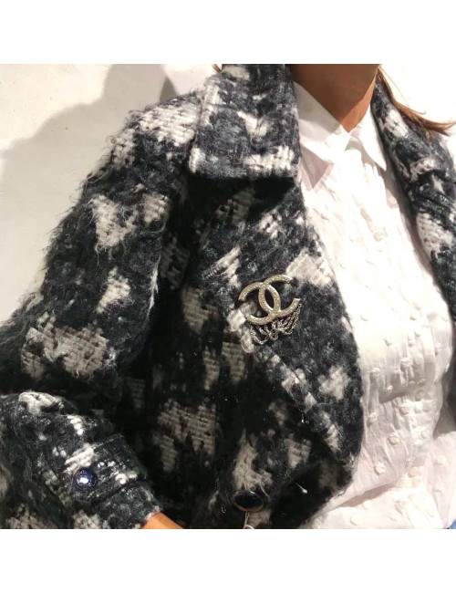 Broche CHANEL argent chaînettes 