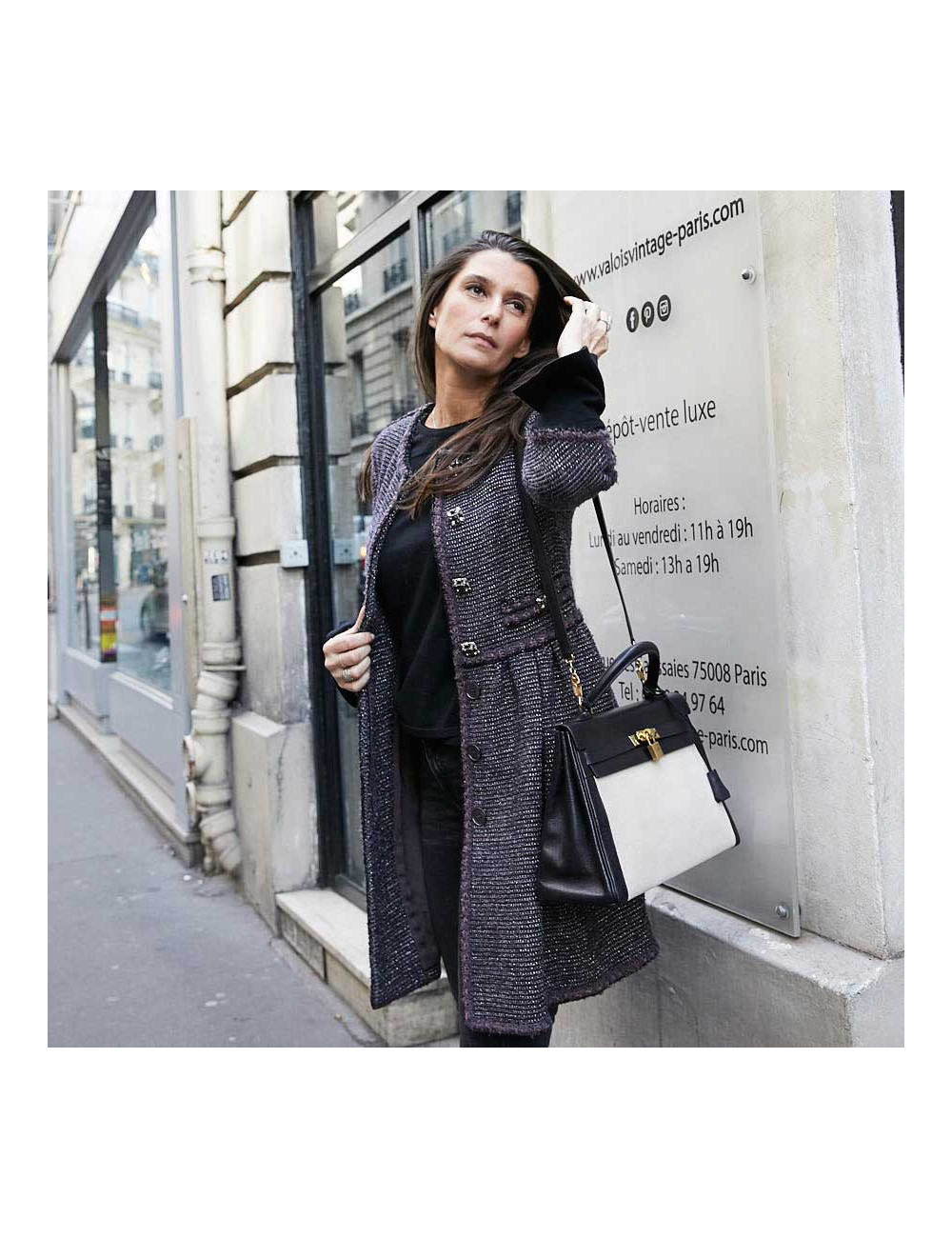 Kelly 32 HERMES toile et cuir