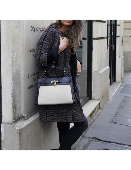 Kelly 32 HERMES toile et cuir