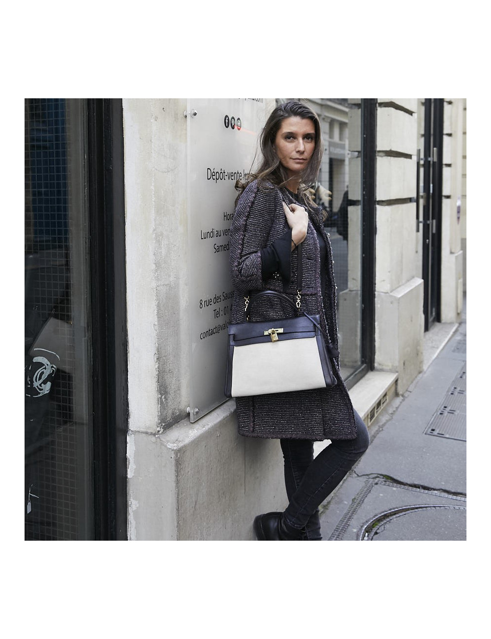 Kelly 32 HERMES toile et cuir