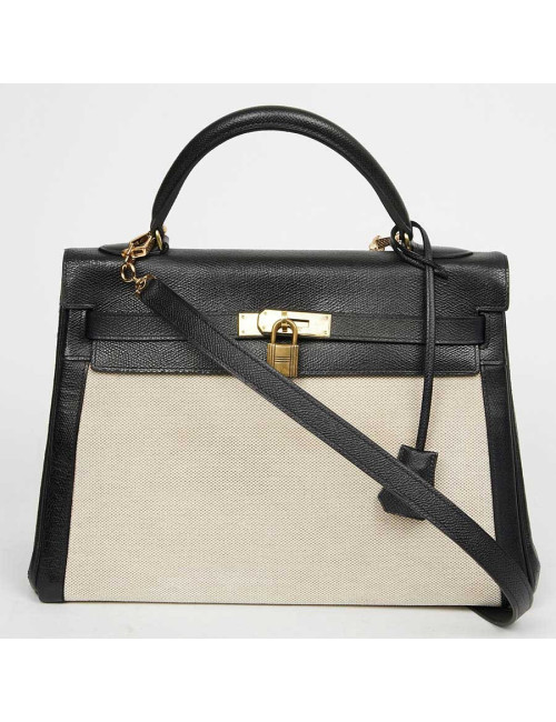 Kelly 32 HERMES toile et cuir