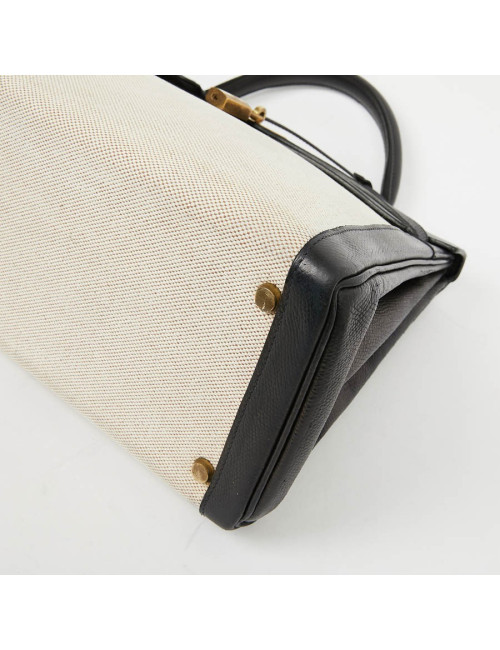 Kelly 32 HERMES toile et cuir
