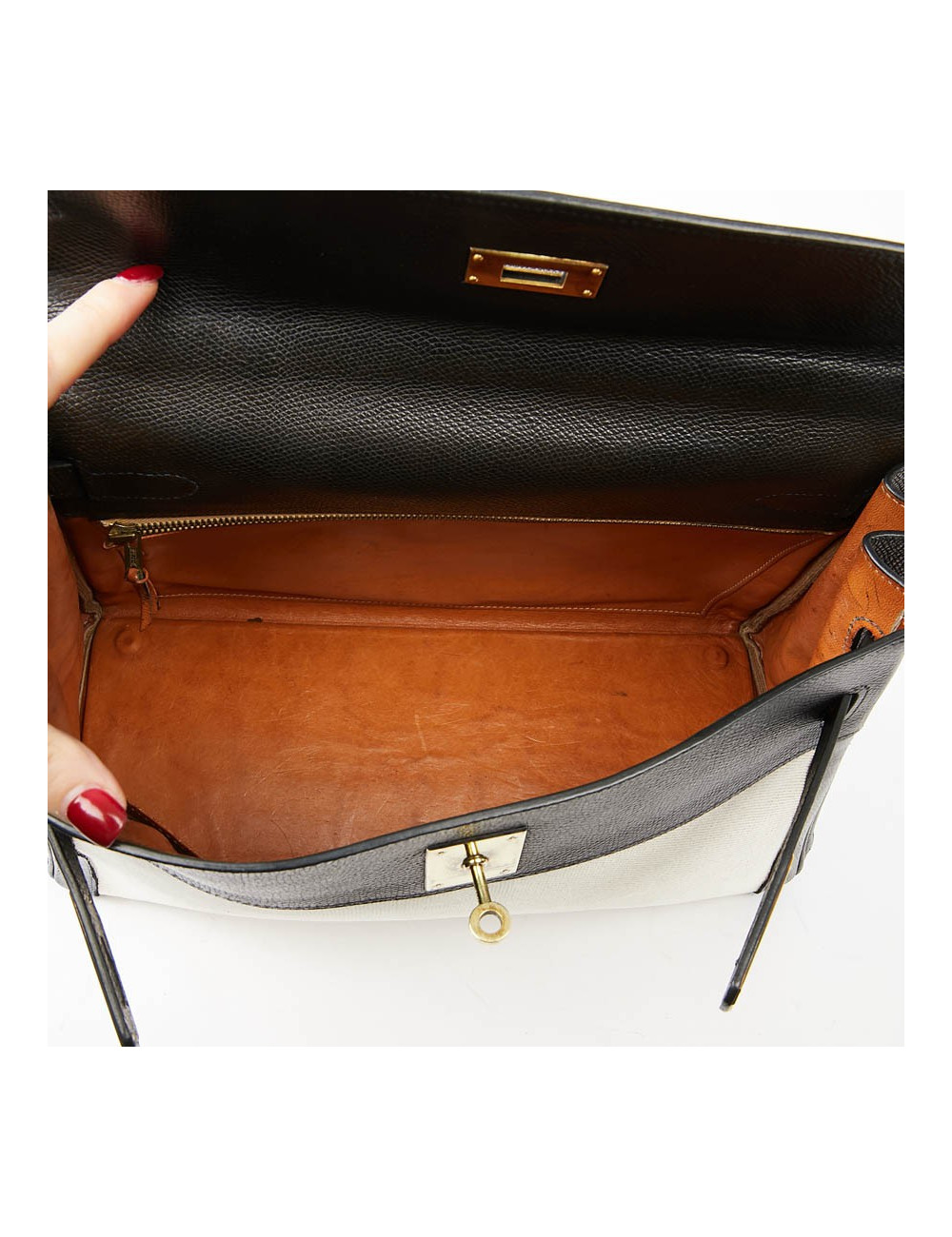 Kelly 32 HERMES toile et cuir