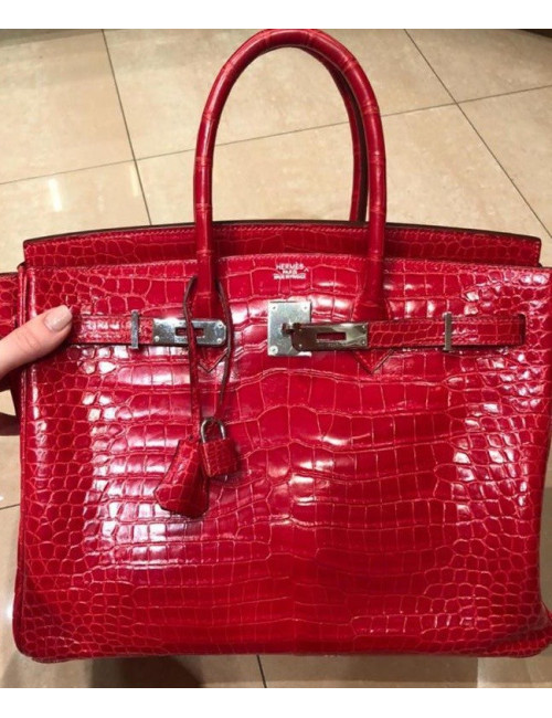 Birkin 35 HERMES alligator rouge braise