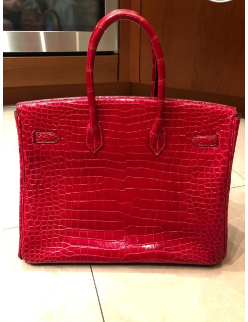Birkin 35 HERMES alligator rouge braise
