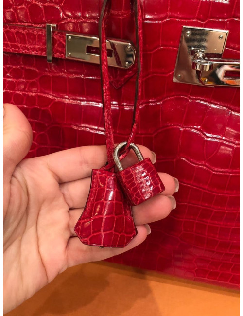 Birkin 35 HERMES alligator rouge braise