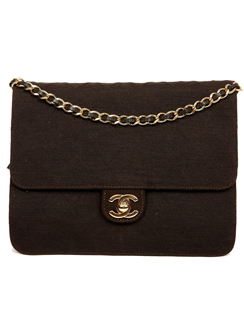 Sac vintage CHANEL en jersey marron