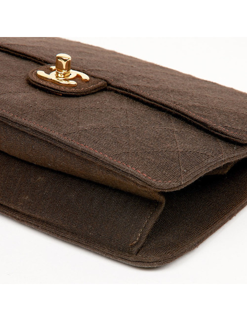 Sac vintage CHANEL en jersey marron