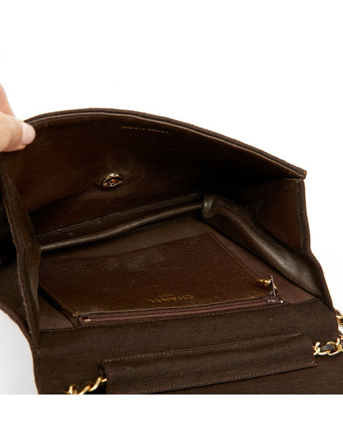 Sac vintage CHANEL en jersey marron