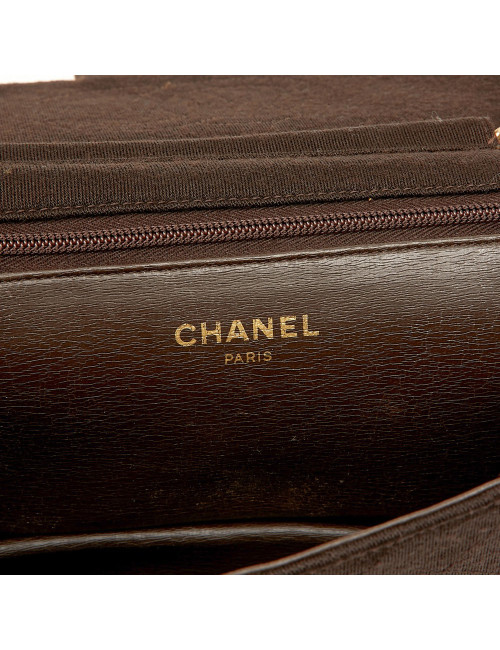 Sac vintage CHANEL en jersey marron