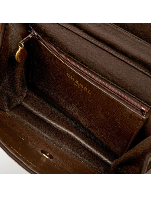 Sac vintage CHANEL en jersey marron