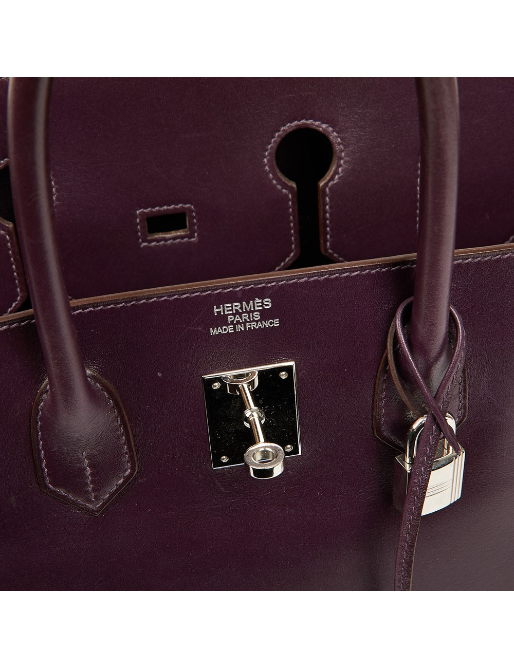 Sac à main Birkin 35 HERMES cuir box raisin