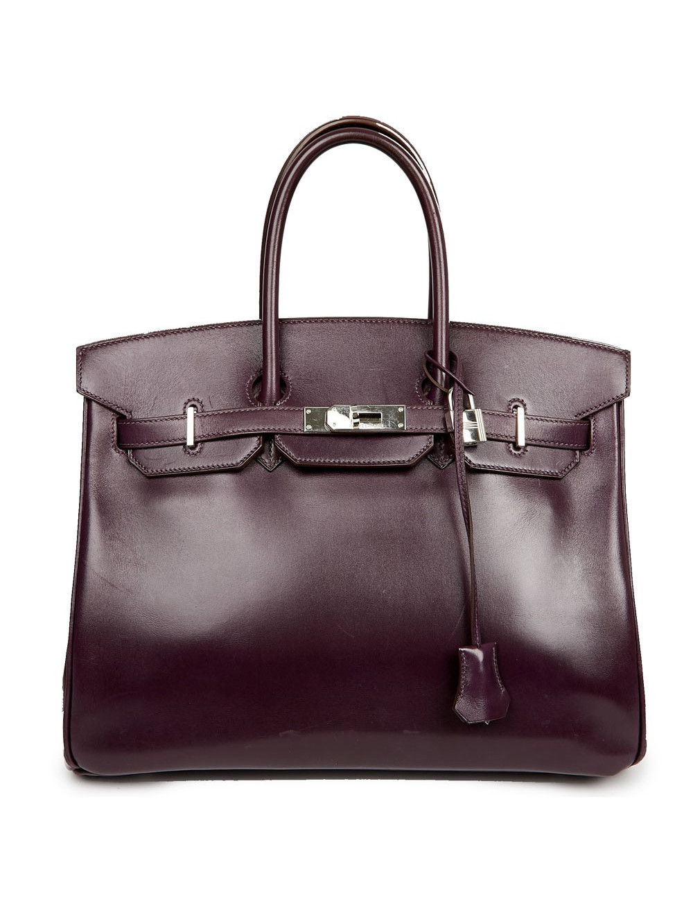 Sac à main Birkin 35 HERMES cuir box raisin