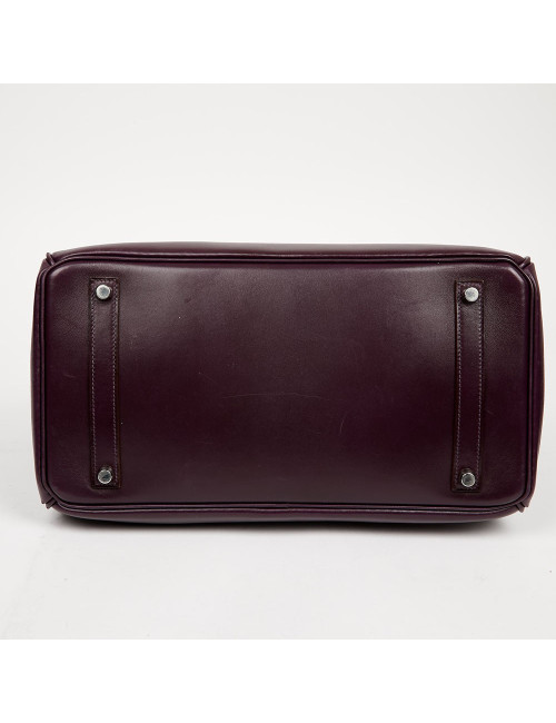 Sac à main Birkin 35 HERMES cuir box raisin