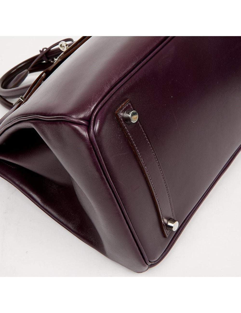 Sac à main Birkin 35 HERMES cuir box raisin