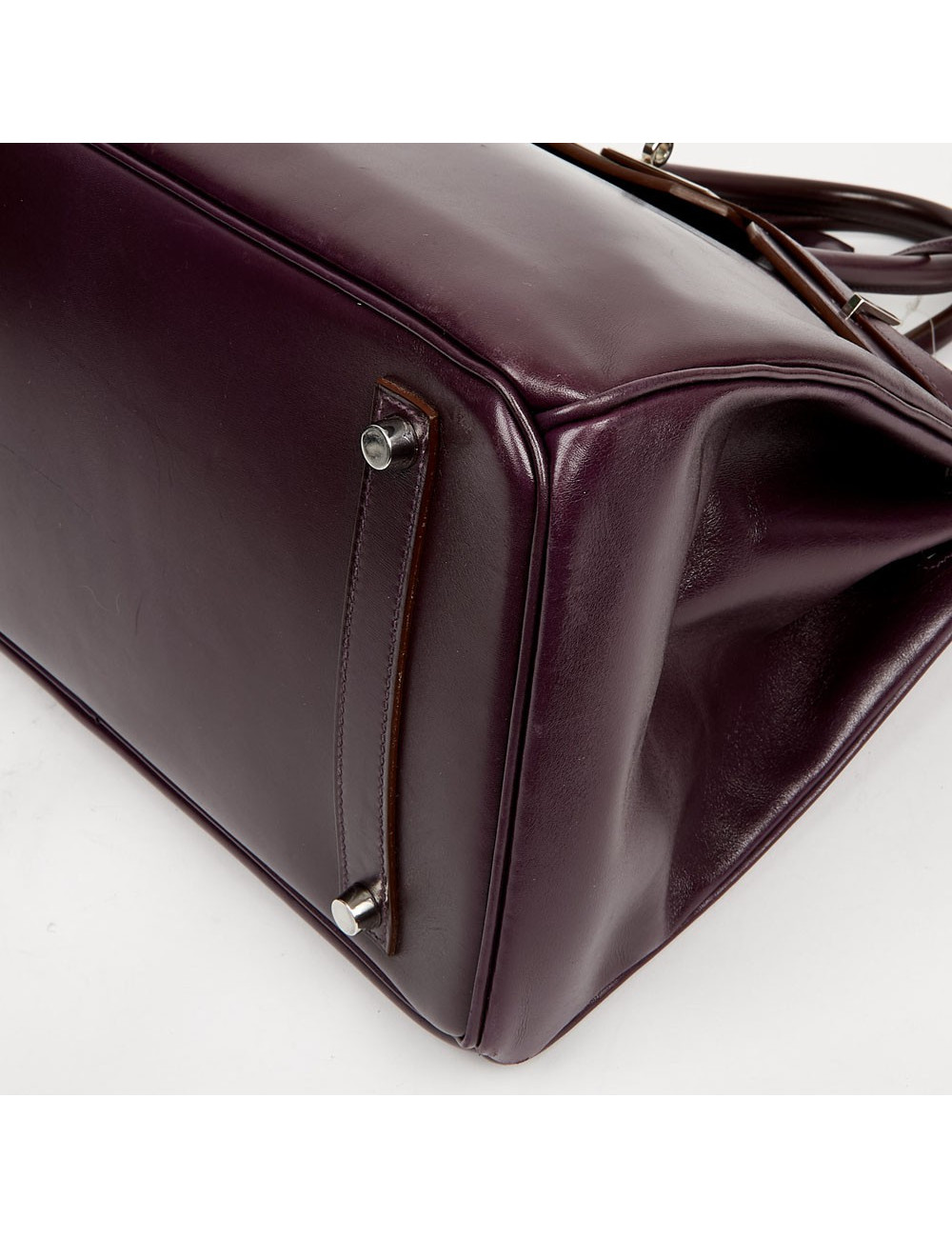 Sac à main Birkin 35 HERMES cuir box raisin