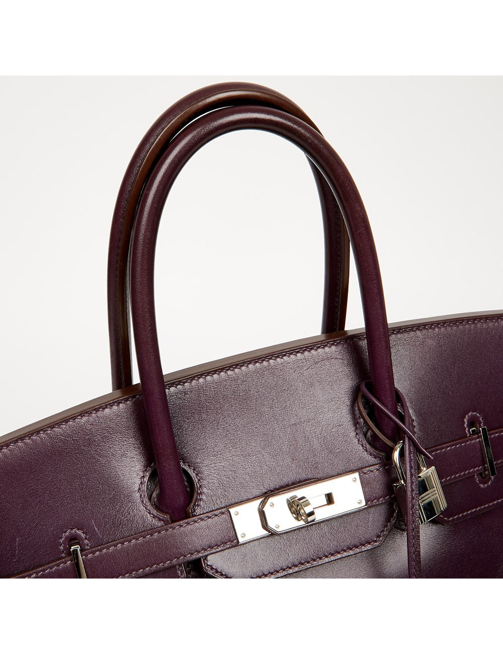 Sac à main Birkin 35 HERMES cuir box raisin