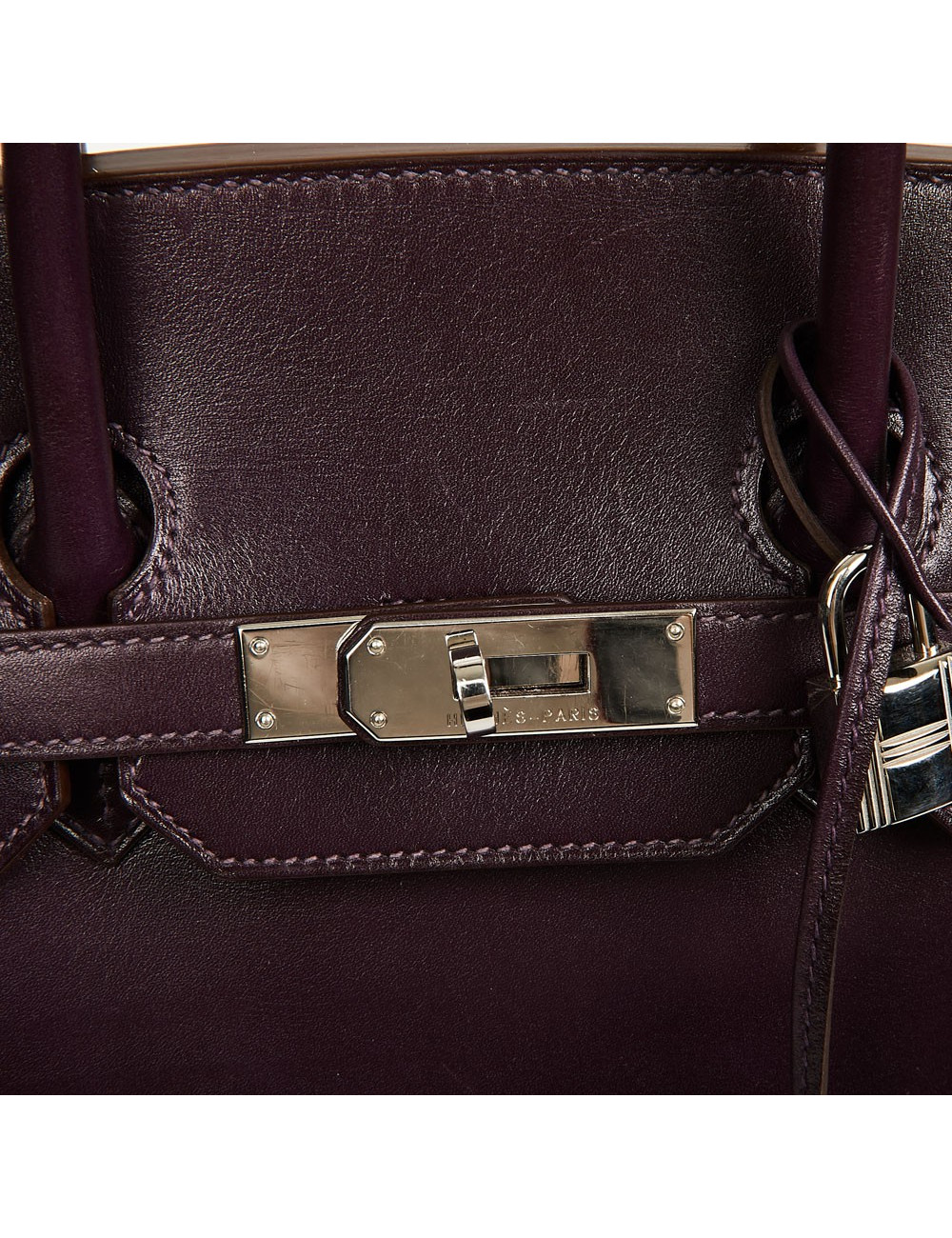 Sac à main Birkin 35 HERMES cuir box raisin