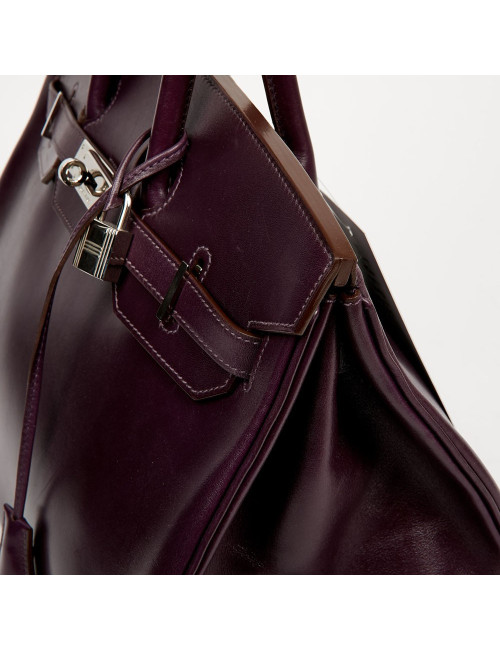 Sac à main Birkin 35 HERMES cuir box raisin