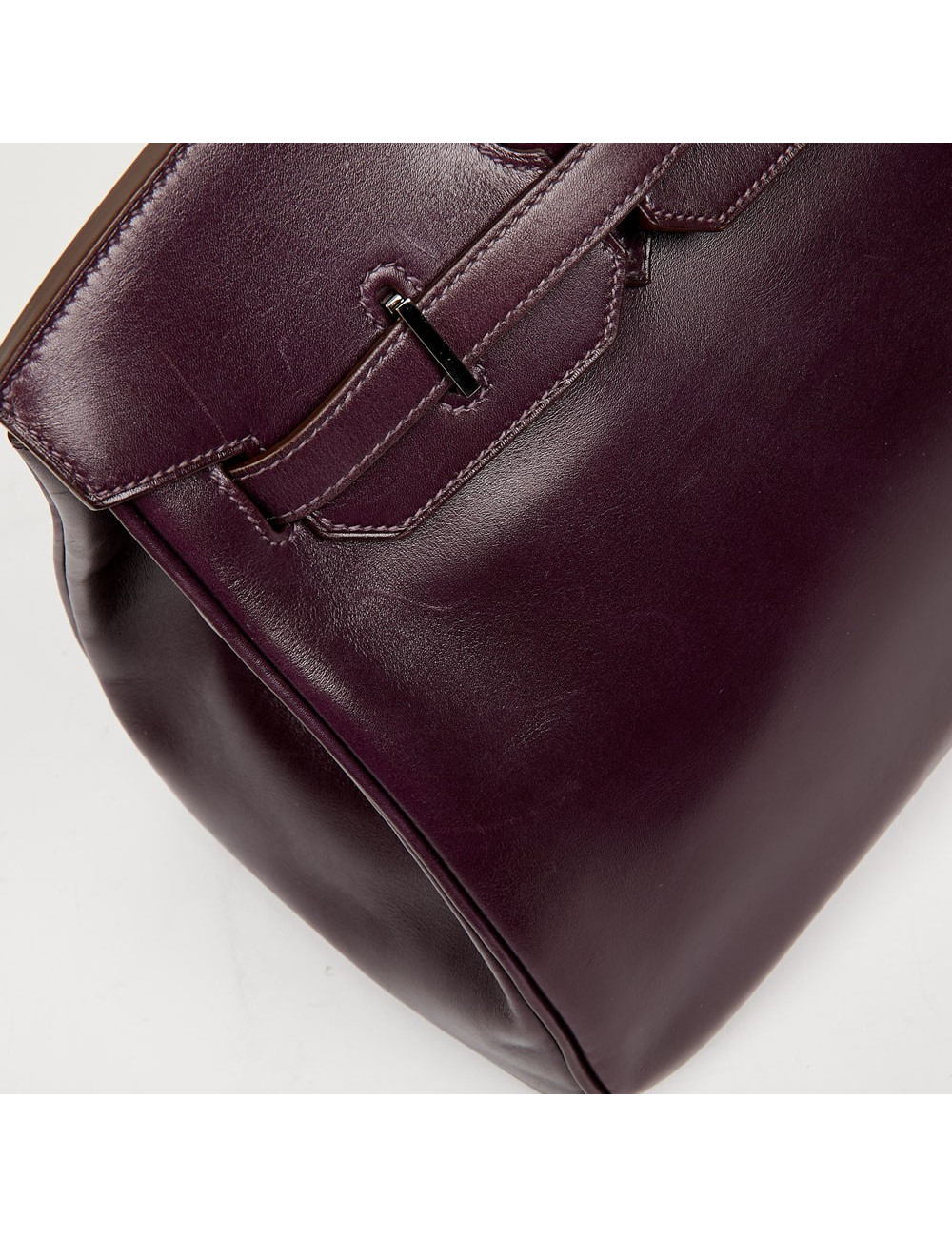 Sac à main Birkin 35 HERMES cuir box raisin