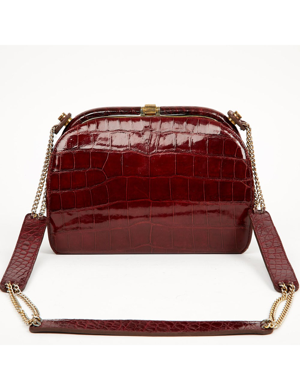 Sac croco bordeaux vintage