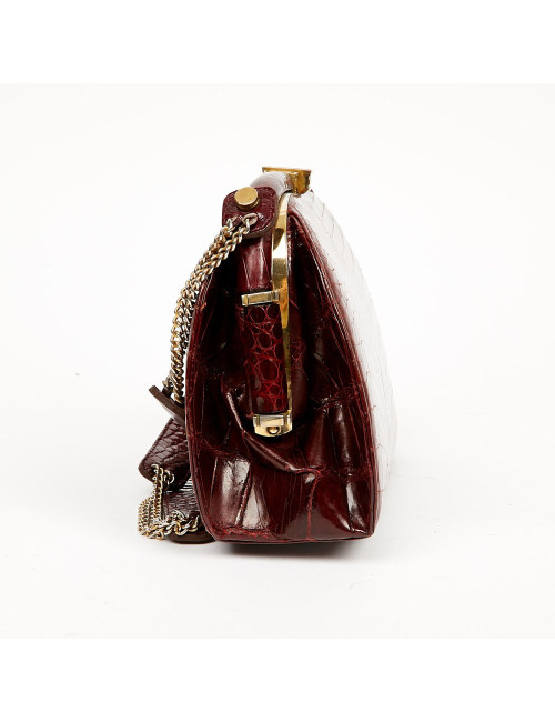 Sac croco bordeaux vintage