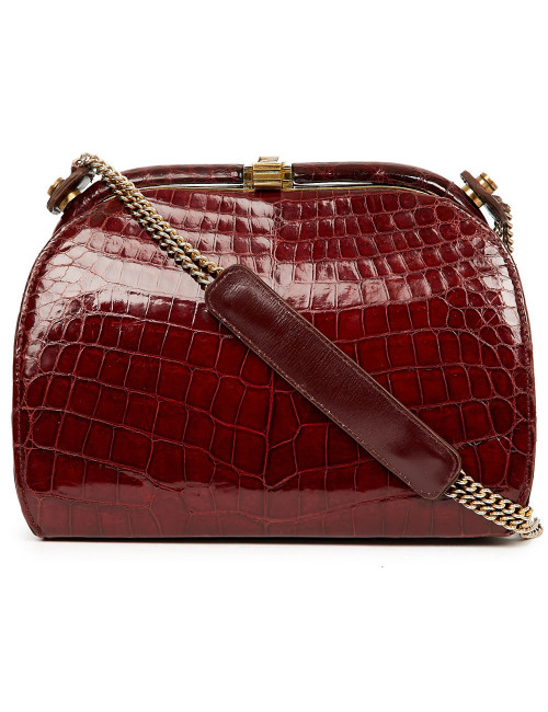 Sac croco bordeaux vintage
