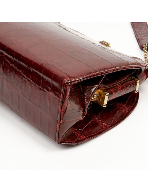 Sac croco bordeaux vintage