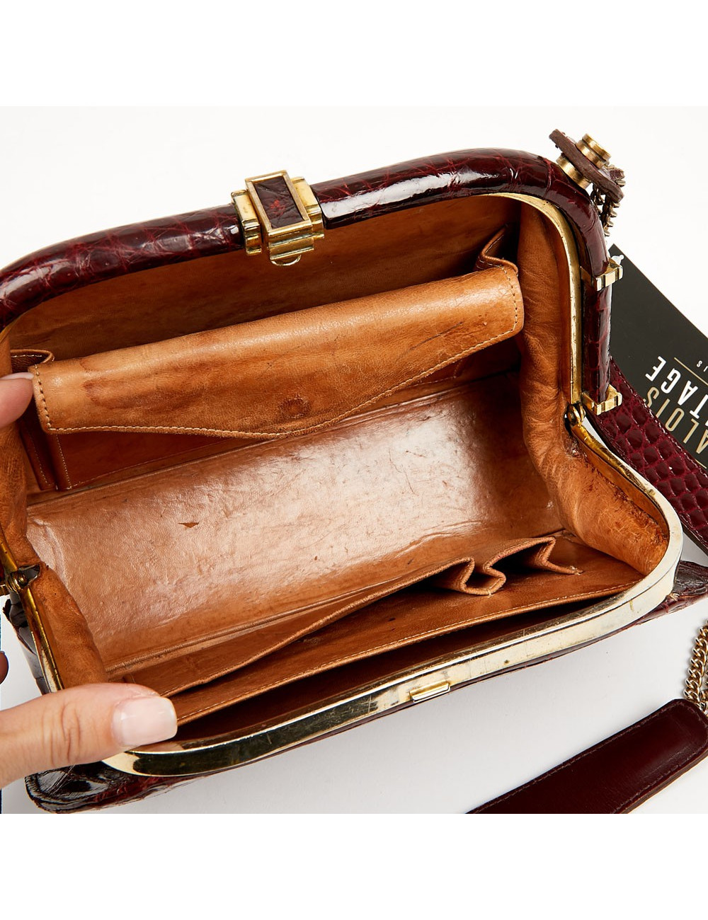 Sac croco bordeaux vintage