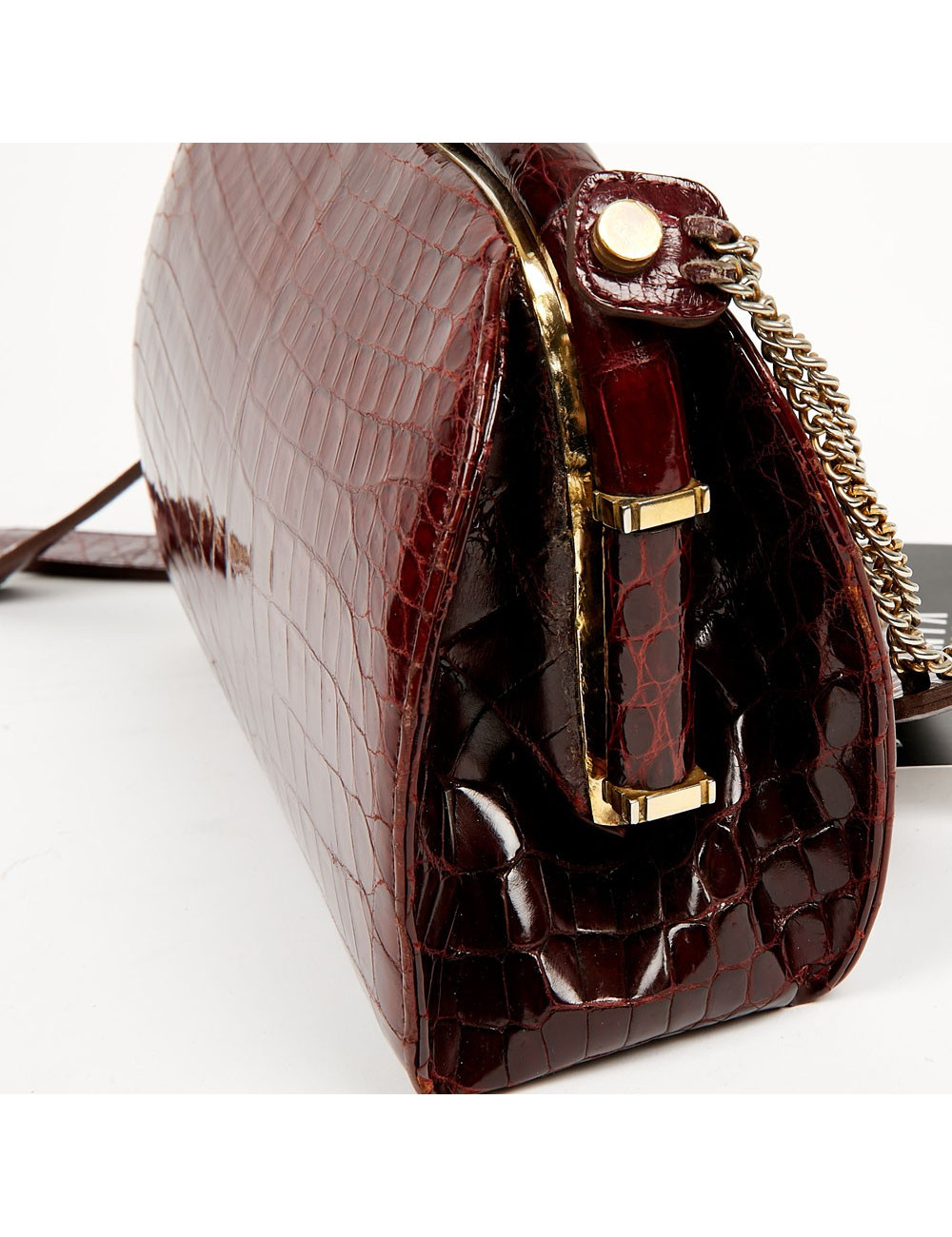 Sac croco bordeaux vintage