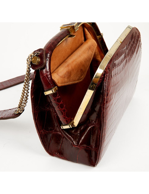 Sac croco bordeaux vintage