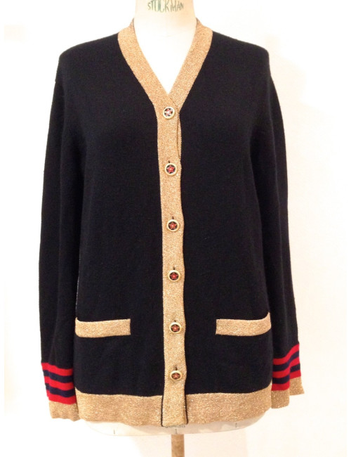 Gilet CHANEL en maille de cachemire noir T38