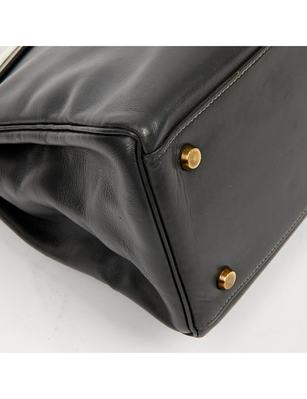 Kelly 32 HERMES cuir box gris et blanc