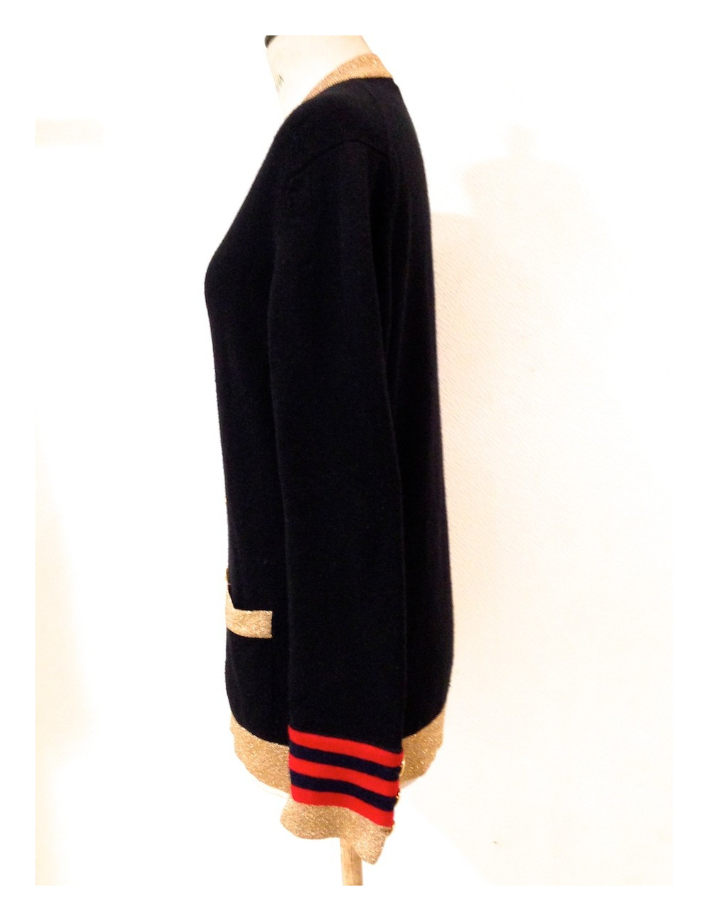 Gilet CHANEL en maille de cachemire noir T38