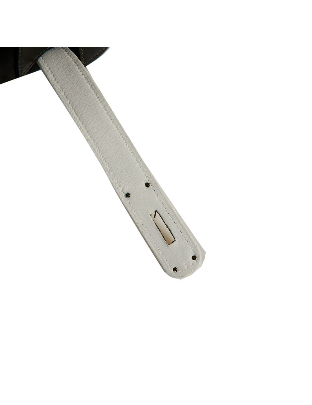 Kelly 32 HERMES cuir box gris et blanc