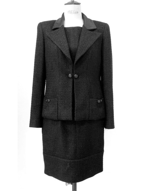 Tailleur avec robe CHANEL noir pailleté
