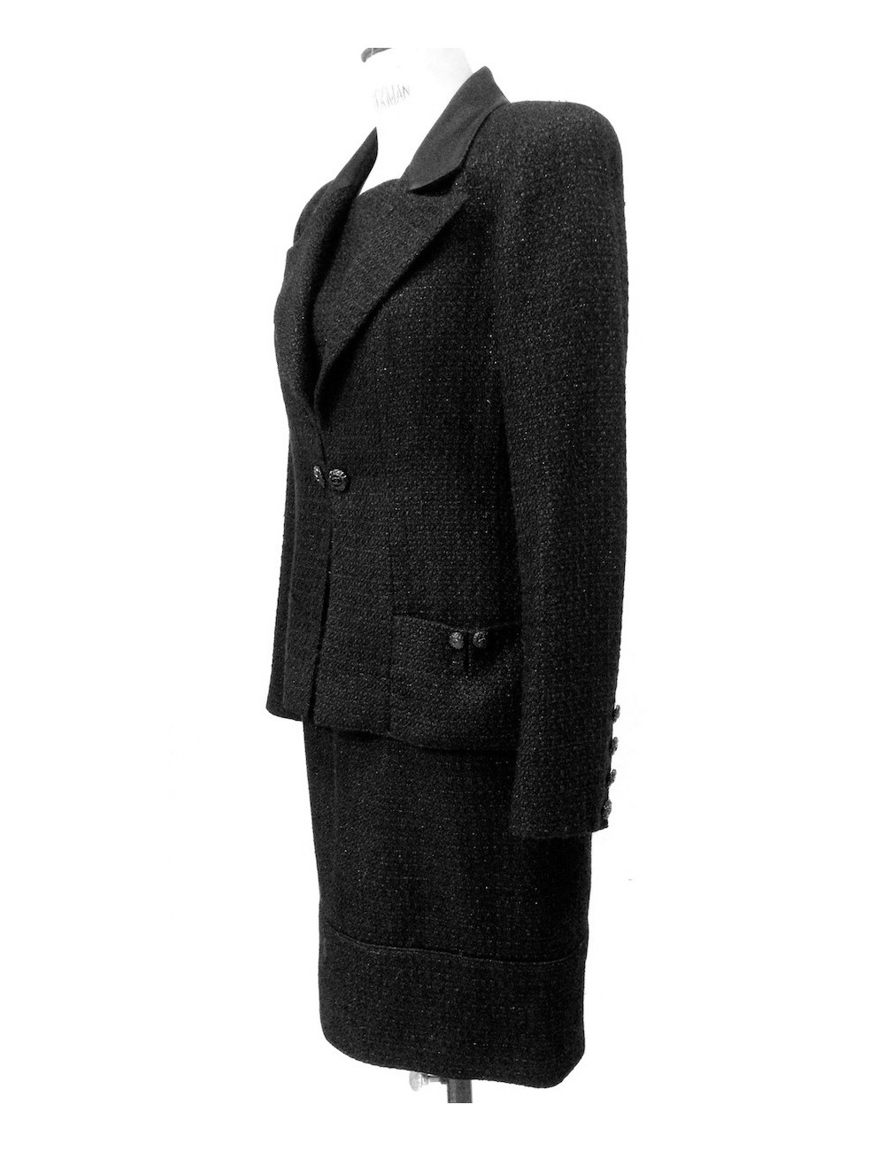 Tailleur avec robe CHANEL noir pailletée
