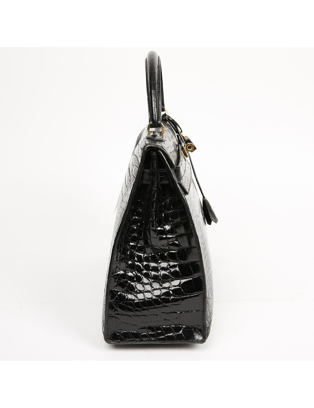 Kelly 35 HERMES porosus noir Vintage