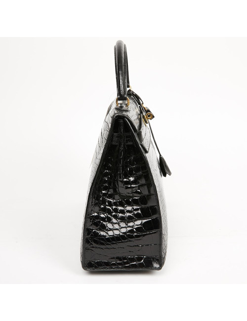 Kelly 35 HERMES porosus noir Vintage