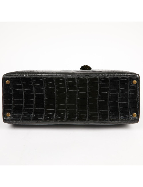 Kelly 35 HERMES porosus noir Vintage